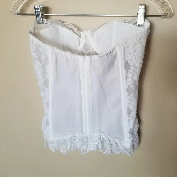 VINTAGE La Vie En Rose Satin Lace Bustier Corset White  36B - Picture 2 of 12